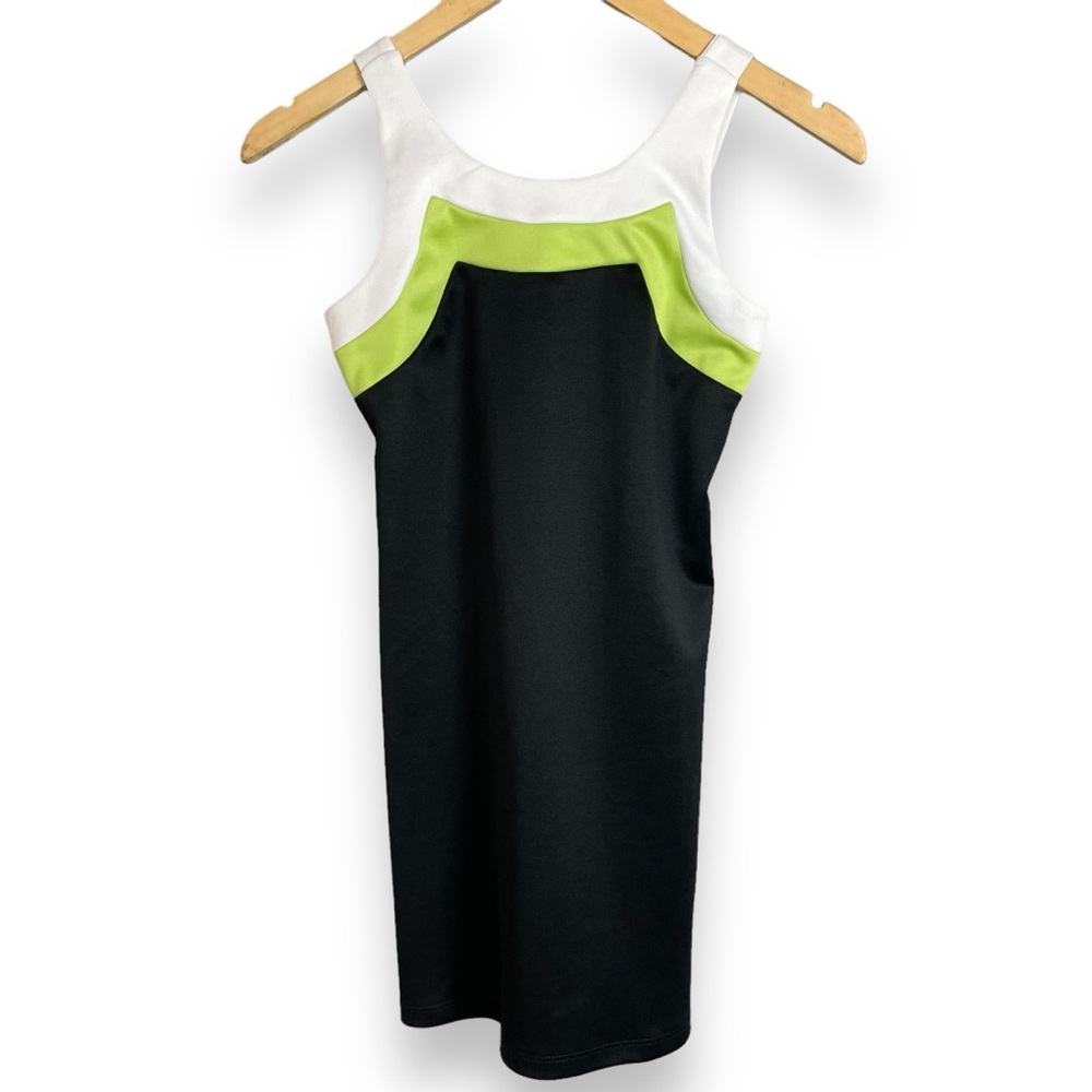 Vintage 90s Dress Girl Size 10 Mod Spice Girls Color Blocking Black Lime White
